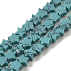 Turquoise Synthétique Teints perles synthétiques turquoise brins, étoiles, 6x5.5x2mm, Trou: 0.8mm, Environ 75 pcs/chapelet, 14.57 pouce (37 cm)