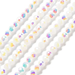 Разноцветный Стеклянные бусины с гальваническим покрытием , имитация нефрита, граненые, двухконусные, красочный, 5.5~6x5 мм, отверстие : 1.2 мм, около 78~79 шт / нитка, 15.35~15.55'' (39~39.5 см)