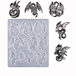 Белый Летающий дракон, силиконовые формы для подвесок своими руками, формы для литья смолы, для изготовления изделий из уф-смолы и эпоксидной смолы, белые, 200x230x7 мм, внутренний диаметр: 57~79 мм