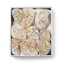 Цитрин 9шт. гальванизированные натуральные цитриновые кластерные украшения, товары для украшения дома, с покрытием AB цвета, 33~40x21~29x18.5~20.5 мм, коробка: 100x83x37.5 мм