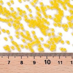 Yellow Glass Seed Beads, Frosted Colors, Round, Yellow, 2mm