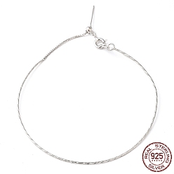 Платина Антикоррозийное покрытие родием 925 витые браслеты из стерлингового серебра, регулируемые женские браслеты из бисера своими руками, с печатью s925, платина, 7-1/8 дюйм (18 см)