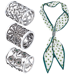 Antique Silver 3Pcs 3 Styles Alloy Scarf Clips, Column, Antique Silver, 24~27x20~23.5mm, 1pc/style