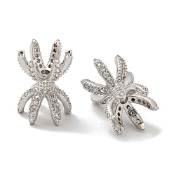 Платина Шапочки и конусы для бусин, латунные, Двухсторонняя, с четким кубического циркония, долговечный, без свинца и без кадмия, платина, 16x11 мм, отверстие : 1.5 мм