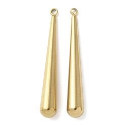 Настоящее золото 18K 304 подвески из нержавеющей стали, очарование слезы, ионное покрытие (ip), реальный 18 k позолоченный, 41x6 мм, отверстие : 1.6 мм