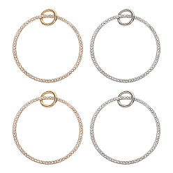 Mixed Color Alloy Rhinestone Bag Handle, with Alloy Spring Gate Rings, for Bag Handles Replacement Accessories, Round Ring, Crystal, Mixed Color, 91.5x3.5mm, Inner Diameter: 82.5mm, 8pcs/set