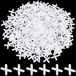 White 500Pcs Plastic Cross Tile Spacers for Tiling Positioning Clip Leveling System Construction, White, 17.8x17.8x2mm