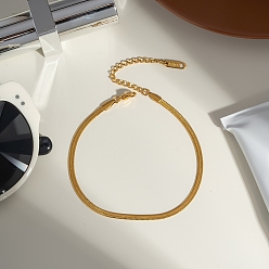 Золотой Европейский стиль плоские змейки из нержавеющей стали браслеты на ногу для женщин, золотые, 7-7/8 дюйм (200 мм)