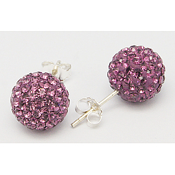 256_Lilac Sexy Valentines Day Gifts for Her Sterling Silver Austrian Crystal Rhinestone Ball Stud Earrings, 256_Lilac, 15x6mm, Pin: 0.8mm