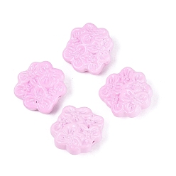 Pearl Pink Two Tone Color Baking Paint Opaque Glass Beads, Flower, Pearl Pink, 23x24.5x10mm, Hole: 1.4mm