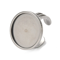 Нержавеющая Сталь Цвет 304 кольца манжеты из нержавеющей стали, крепление круглого кольца-основания подушечки, цвет нержавеющей стали, 22.5 мм, размер США 9 (18.9 мм), Размер лотка: 20 мм