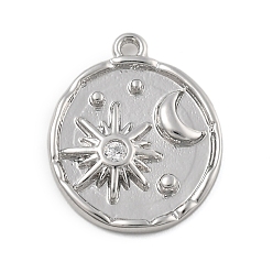 Звезда Латунные микро проложить кубического циркония подвески, без кадмия, без никеля и без свинца, платиновые подвески, звезда, 17.5x14x2 мм, отверстие : 1.2 мм