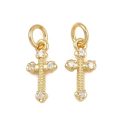 Настоящее золото 18K Латунные микро проложить кубического циркония подвески, с целью перехода в кольце, крест прелести, стойки покрытие, долговечный, без свинца и без кадмия, реальный 18 k позолоченный, 13x6.5x2 мм, отверстие : 3 мм