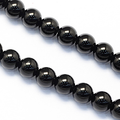 Black Onyx Круглые нити из натурального окрашенного и нагретого черного оникса, 8 мм, отверстие : 1 мм, около 48 шт / нитка, 15.1 дюйм