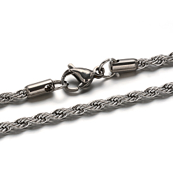 Нержавеющая Сталь Цвет Устойчивые к потускнению 304 ожерелья из нержавеющей стали, с карабин-лобстерами , цвет нержавеющей стали, 25.5 дюйм (65 см), 3 мм