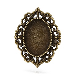 Античная Бронза Основа для кольца с платформой, эластичная, железо, сплав, без свинца, без кадмии и без никеля, античная бронза, 17x5 мм, овальный поднос: 18x13 мм