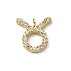 Телец Ионное покрытие (ip) 304 подвески из нержавеющей стали с микропаве из кубического циркония, созвездие, Телец, 11x11x2 мм, отверстие : 1.8 мм