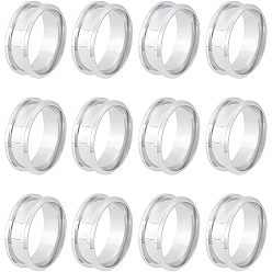 Нержавеющая Сталь Цвет 12шт 201 кольца для пальцев с канавками из нержавеющей стали, кольцевой сердечник, для изготовления инкрустации, цвет нержавеющей стали, размер США 8 (18.1 мм), 7.5 мм