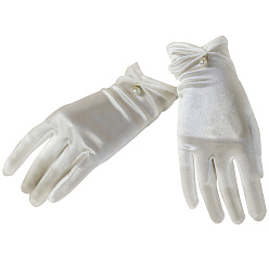 Белый Атласные перчатки для невесты, с пластиковой имитацией жемчуга, белые, 235x82x4 мм