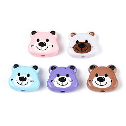 (52) Непрозрачная лаванда Непрозрачные акриловые бусины с УФ-покрытием, радужный, медведь, разноцветные, 19.8x22.2x8 мм, отверстие : 3.1 мм