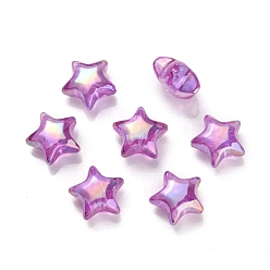 Фиолетовый УФ-покрытие радужными переливающимися акриловыми бусинами, звезда, фиолетовые, 18.5x19.5x10.5 мм, отверстие : 2.9 мм