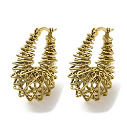 Настоящее золото 18K Ионное покрытие (ip) 304 серьги-кольца из нержавеющей стали в форме капли, реальный 18 k позолоченный, 25x29.5x13 мм