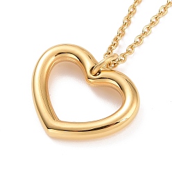 Золотой 304 Подвеска в виде сердца из нержавеющей стали для женщин, ионное покрытие (IP), золотые, 17.91 дюйм (45.5 см)