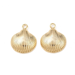 Настоящее золото 24K 304 подвески из нержавеющей стали, шарм в форме ракушки, реальный 24 k позолоченный, 21x17.5x4 мм, отверстие : 2.2 мм