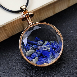 Ляпис-Лазурь Подвески в стеклянных бутылках из натурального лазурита, Плоская круглая бутылка желаний, подвески с драгоценными камнями, 44x32x15 мм