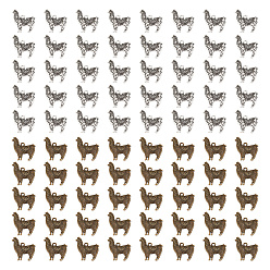Антично-бронзовый и Антично-серебристый 80 шт 2 цвета подвески из сплава в тибетском стиле, альпака прелести, античная бронза и старинное серебро, 25.5x24.5x3 мм, отверстие : 2 мм, 40 шт / цвет