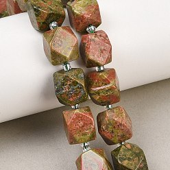 Унакит Природные Unakite бисер нитей, самородки, граненые, с бисером, 11.5~12.5x9~13.5x9~13.5 мм, отверстие : 1 мм, около 28~29 шт / нитка, 14.96'' (38 см)