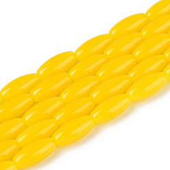 Золотистый Стеклянные бусины, имитация нефрита , рис, золотые, 9~9.5x4~4.5 мм, отверстие : 0.7~0.9 мм, около 42~43 шт / нитка, 14.96~15.35'' (38~39 см)