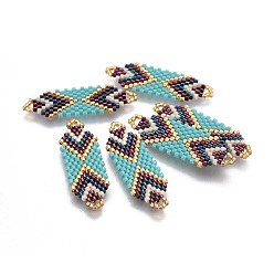 Разноцветный Японский бисер miyuki & toho ручной работы ссылки, Ткацкий станок, красочный, 35~36.5x12.5x2 мм, отверстие : 2x3 мм