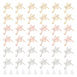 (52) Непрозрачная лаванда 36шт. 3 цвет 201 фурнитура для сережек-гвоздиков в форме звезды из нержавеющей стали, с горизонтальными петлями и 316 штифтом из нержавеющей стали и 80пластиковыми ушными гайками, разноцветные, 13x10 мм, отверстие : 1.4 мм, штифты : 0.7 мм, 12 шт / цвет