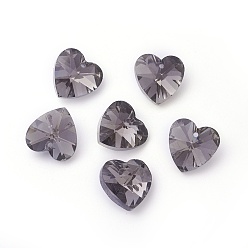 Шифер Серый Романтические Валентина идеи стеклянные брелоки, граненые подвески сердца, шифер серый, 14x14x8 мм, отверстие : 1 мм