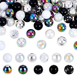 (52) Непрозрачная лаванда 102шт. 11 стили наборы круглых бусин, в том числе полимерная глина, пайетки из стразов и акриловые бусины, разноцветные, 15~16 мм, отверстие : 1.5~3 мм
