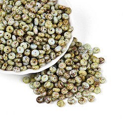 Светло-голубой Пикассо стеклянные бусины, круглое отверстие, рондель, светло-голубой, 6~6.5x3 мм, отверстие : 1.4 мм, Около 2500 шт / фунт