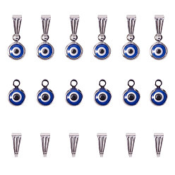 Platin Farbe DIY Schmuckanhänger, lampwork Reize, mit Messingzubehör und Bügeleisen, Platin Farbe, Charme: 10x6.5x3mm, Bohrung: 1.5 mm, Kautionen: 2.5x7.5 mm, 60 Stück / Set