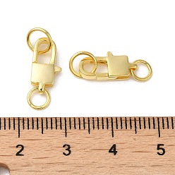 Doré  925 Fermoirs mousquetons en argent sterling avec anneaux ouverts, carré avec tampon 925, or, 13x6.5x2.8mm