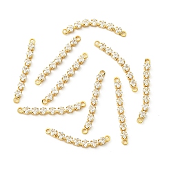 Real 18K Gold Plated SHEGRACE Brass Pave Clear Cubic Zirconia Connector Charms, Rhombus Links, Cadmium Free & Lead Free & Nickel Free, Real 18K Gold Plated, 24x2.5x2.5mm, Hole: 1.2mm