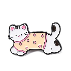 Cat Shape Эмалевые булавки, булавки для лацканов из сплава для одежды рюкзака, чёрные, форма кошки, 21.5x35.5 мм