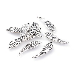Antik Silber Farbe Tibetische Stil Verbinder/Normale Links, cadmiumfrei und bleifrei, Flügel, Antik Silber Farbe, 30x9x1 mm, Bohrung: 1~2 mm