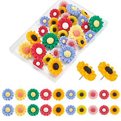 (52) Непрозрачная лаванда 30шт. 10 стили, булавки для рисования в виде смоляных цветов, с железными контактами, разноцветные, 14.2~16.5 мм
