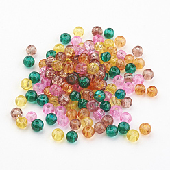 Mixed Color Baking Painted Crackle Glass Beads, Fall Mix, Round, Mixed Color, 4~4.5x4mm, Hole: 1mm, about 400pcs/bag