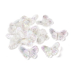 Clear AB UV Plating Acrylic Rainbow Iridescent Pendants, Butterfly Charm, Clear AB, 41x31.5x6mm, Hole: 2mm