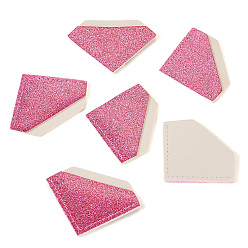 Hot pink Bucheckenschoner aus glitzerndem Kunstleder, Diamantform, hot pink, 52x71.5x2 mm