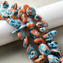 Оранжевый Крашеные нити из натурального магнезита, самородки, упавший камень, оранжевые, 4.5~21.5x11.5~20.5x7.5~14 мм, отверстие : 1.2 мм, около 37~43 шт / нитка, 15.71~16.30 дюйм (39.9~41.4 см)