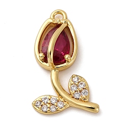 Настоящее золото 18K Латунные микро проложить кубического циркония подвески, стойки покрытие, цветок, долговечный, без кадмия и без свинца, реальный 18 k позолоченный, 19.5x15x5 мм, отверстие : 1.4 мм