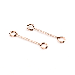 Rose Gold Ion Plating(IP) 304 Stainless Steel Eye Pins, Double Sided Eye Pins, Rose Gold, 16x0.6mm, Hole: 1mm