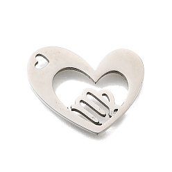 Дева 201 подвески из нержавеющей стали, лазерная резка, сердце с подвеской в виде созвездия, Дева, 17x21.5x1.5 мм, отверстие : 1.6x2.6 мм